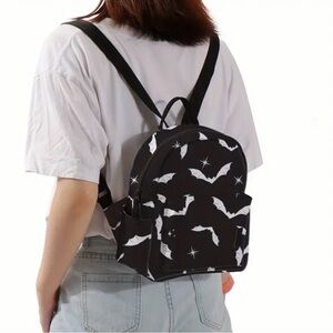 New Black Bat Print Backpack
